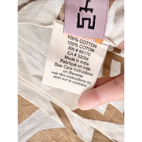 ANTHROPOLOGIE Ivory Gold Mystic Eye Print 100% Cotton 106" x 84" Fabric - Picture 12 of 14